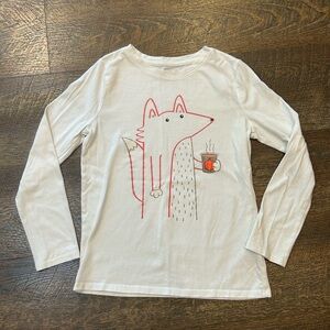 Cat & Jack White Long Sleeve Tee with Fox Design